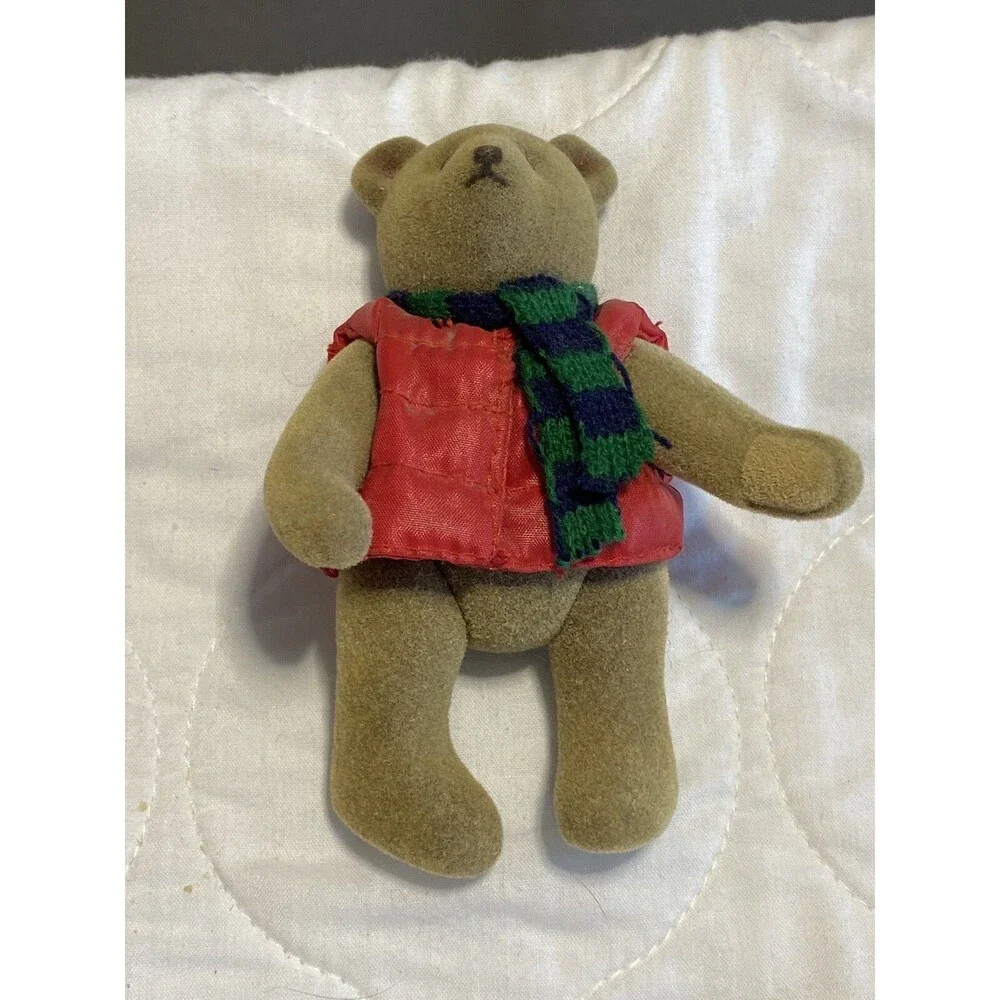 Gund Miniature Jointed Winter Teddy Bear Puffer Jacket Scarf Vintage HTF